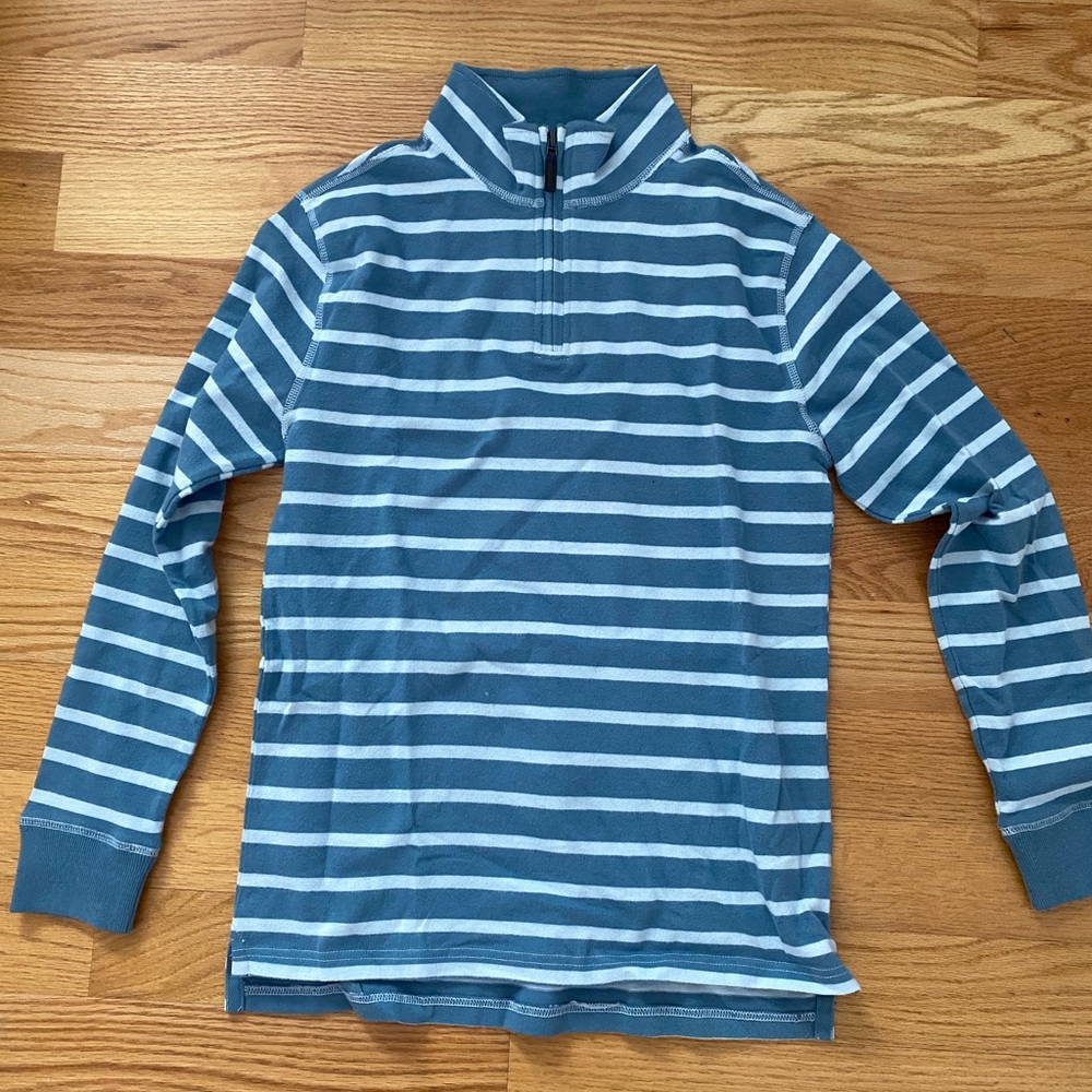 Crewcuts Blue and White Striped quarter zip Sweater